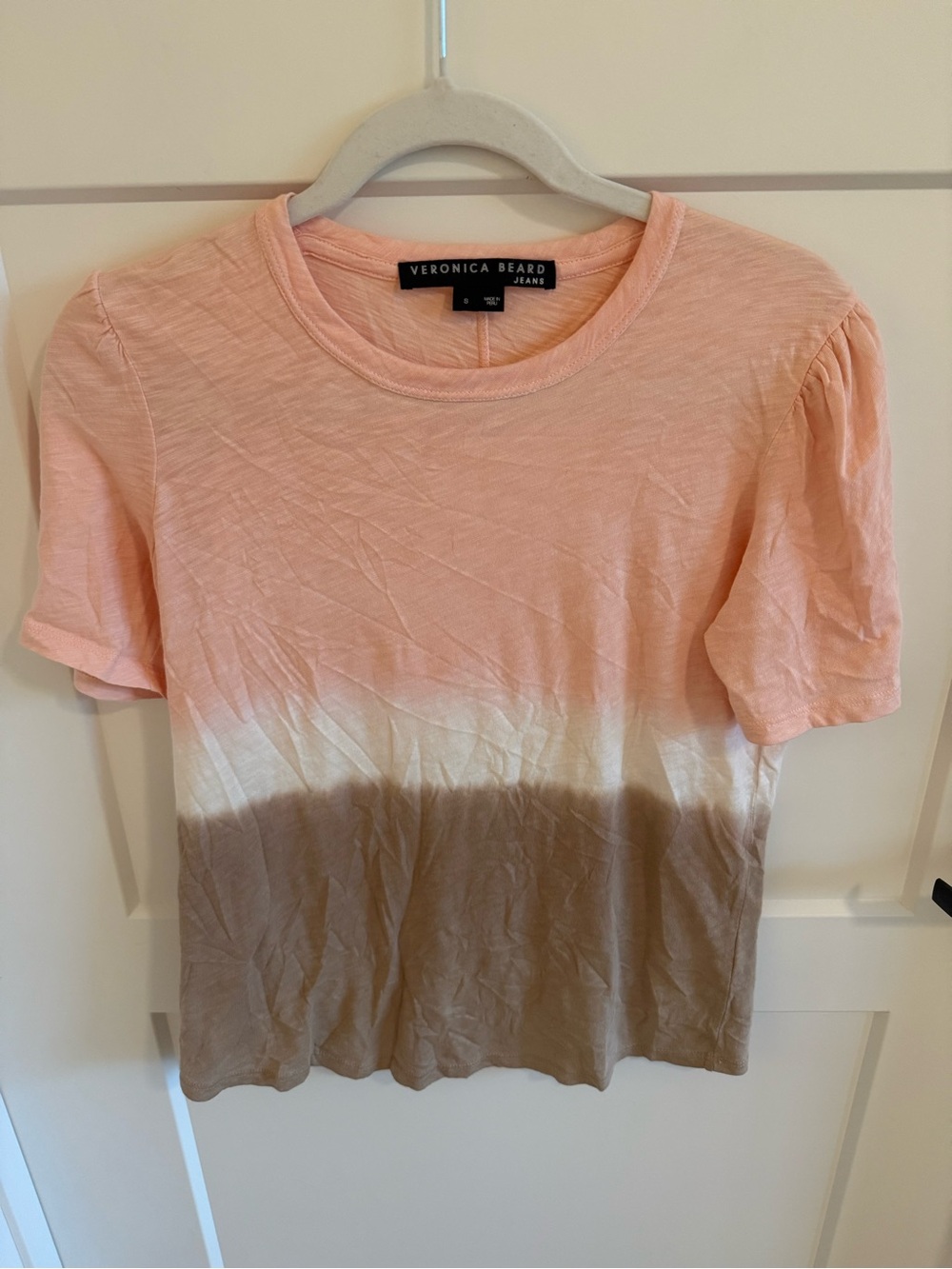 Veronica Beard Jeans Tie Dye Puff Sleeve T Shirt Pima Cotton S